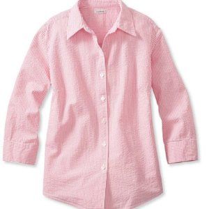 Pink Cotton Seersucker Shirt LL Bean